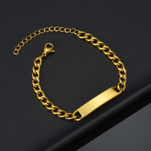 Bracelet pour homme en acier inoxydable large avec plaque d'identification incurvée |   Bracelet personnalisable avec barre d'inspiration gravable - Product Image 5