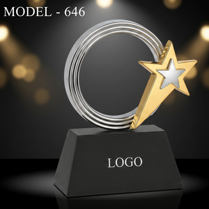 Trofeo de Campeonato Duradero, Grabado con Láser, Acabado Metálico Fundido a Presión, Calidad de Exhibición Premium, Tema de Estrella, Trofeo Metálico Pequeño, Negro - Product Image 1
