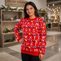 Pull personnalisé avec l'alphabet de Noël, col rond, manches longues, tricot d'hiver