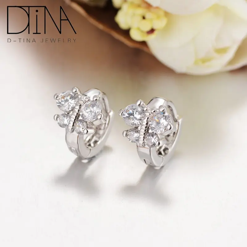 DTINA 2019 Trending Luxury Artificial Gem Stone Jewellery White Gold Plated Earrings