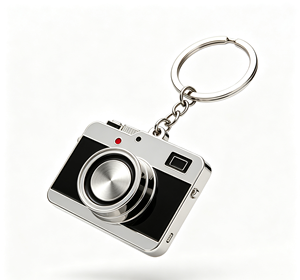 <b>Camera</b> Shape Metal Key Chain Enamel Keyring Silver Black Pendant Gift Souvenir - Product Image 3