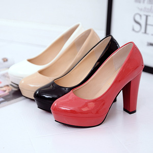 รองเท้าสตรีฤดูใบไม้ผลิและฤดูใบไม้ร่วง ส้นหนา แบบเดี่ยว สีนู้ดสูง ไนท์คลับ เพื่อนเจ้าสาว เทรนด์งานแต่งงาน - Product Image 3