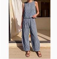 Ensemble décontracté 2 pièces pour femmes, haut sans manches et pantalon large, nouvelle collection été