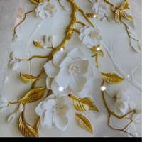 Nouveaux panneaux muraux en marbre 3D à motifs floraux, imprimés UV, imperméables, en feuilles de 3 mm, pour la décoration de salles de bain et d'entrepôts