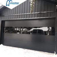 Porte de garage sectionnelle électrique à panneaux affleurants Master Well au design moderne 16x7/16x8 avec fenêtres
