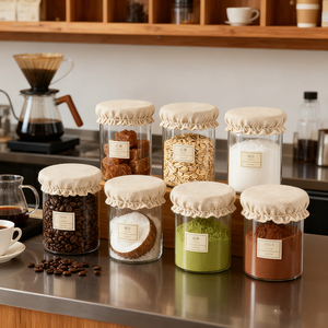 Copertura Antipolvere in Tela Lavabile Riutilizzabile per Bottiglie di Fermentazione Manica in Tessuto per Barattoli di Vetro Copertura Antipolvere in Cotone per Alimenti - Product Image 4