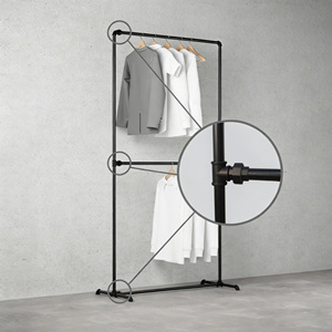 Porte-vêtements en tuyau industriel, vintage, en métal noir, porte-vêtements multifonction, organisateur, armoire suspendue - Product Image 3