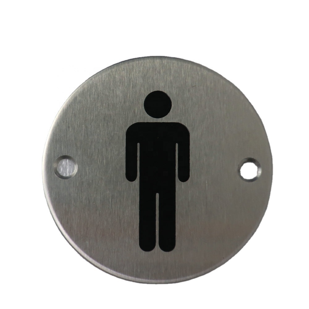 Stainless Steel Metal Push Men Toilet Sign Plate