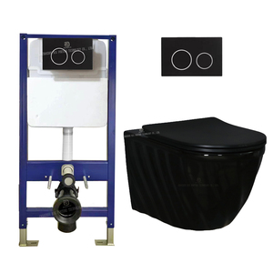 European Style Wc Suspendu Round Wall Mounted <strong>Toilet</strong> Commode Floating Hanging <strong>Toilet</strong> Bathroom Ceramic <strong>Black</strong> Wall Hung <strong>Toilet</strong> - Product Image 3