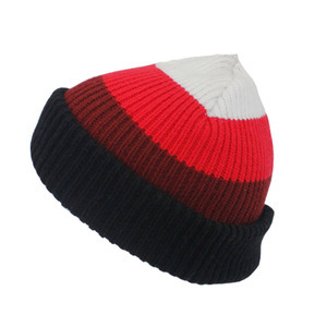 red and white striped beanie hat 