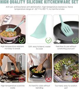 Wholesale Wholesale 12 Pcs Kitchen Cooking Utensil Set Holder Baking Gadget Nonstick <b>Silicone</b> <b>Spatula</b> Kitchenware With Wood - Product Image 3