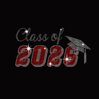 Transferts thermocollants personnalisés en strass pour T-shirts, motif de remise de diplôme Senior 2026
