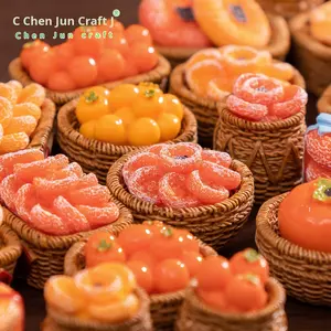 تصميم حديث مصغر لعبة البرسيمون محاكاة الراتنج الديكور ديي للذكرى حقيبة أعمى التبعي زخرفة مصغرة - Product Image 1