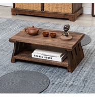 Table basse pliante en bois massif de style chinois, avec espace de rangement, pour fenêtre en baie, meuble de maison, table à thé/café, en stock