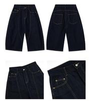 Shorts en jean baggy unisexe vintage pour homme, style streetwear, coupe droite, avec patchs personnalisés