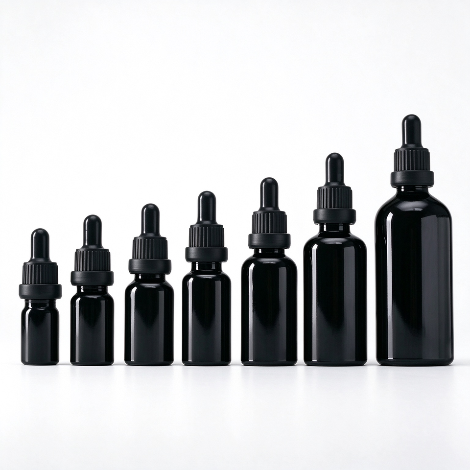 Dropper Battle 5ml 10ml 15ml 20ml 30ml Black Glass Essential Oil Bottle UV Barrier ...