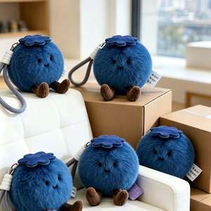 Porte-clés en peluche Gigi Cat Blueberry, lot de trois – Éloigne la mauvaise chance et charme mignon pour sac, pour jeunes de 15 à 35 ans - Product Image 1