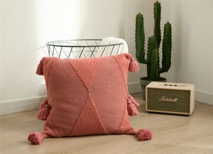 Housse de <span class=keywords><strong>coussin</strong></span> élastique touffetée 45 x 45 et 50 x 50 cm, douce, confortable, respirante, décorative, tricotée - Product Image 2