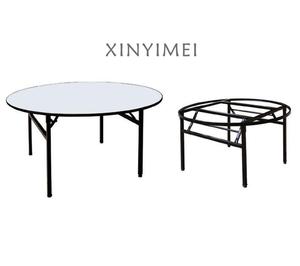 Blanco al aire libre rotonda muebles Hotel restaurante plegable redondo PVC mesas de comedor con sillas conjunto para <span class=keywords><strong>8</strong></span> - Product Image 5