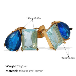 <strong>Aesthetic</strong> 18K Gold Plated Geometrical Cubic Zirconia <strong>Earrings</strong> Fashionable Luxury Stainless Steel Stud <strong>Earring</strong> for Women - Product Image 5