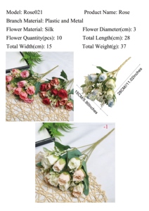 Wholesale Ten Heads <strong>Small</strong> Rose Artificial Flowers Multiple Colors Bulk Supply for Cross Border Floral Decoration Business - Product Image 5