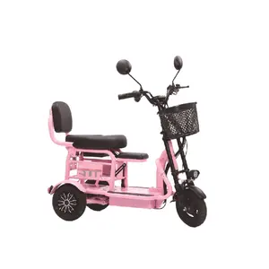 rosa mini-elektro-dreiräder für erwachsene günstige 370 watt 48 v lithium-batterie faltbare elektrofahrzeuge für mädchen und haustiere