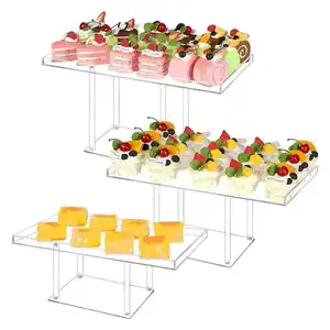 3er Pack Clear Acryl Dessert Stand Buffet Acryl Riser für Cupcakes Gebäck Food Treat Acryl Tablett für Hochzeit Geburtstags feier