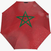 Parapluie pliant entièrement automatique à séchage rapide, motif drapeau marocain, style culturel, hydrofuge