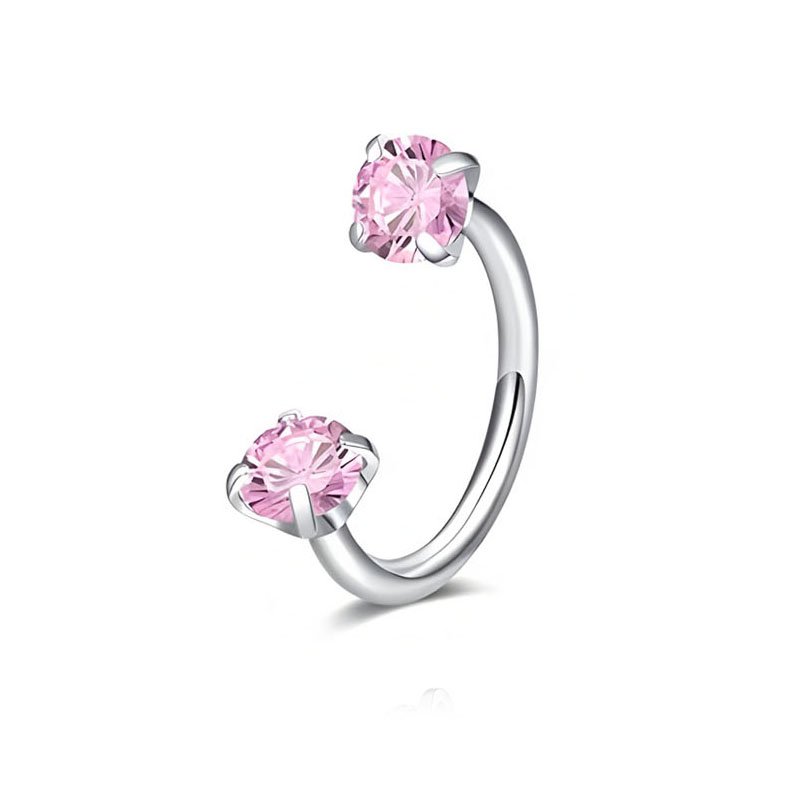silvery - Round pink Zirconia