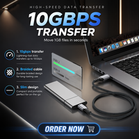 Kabel Tipe-C ke USB-A 10Gbps USB3.2 Gen2 Jaket Anyaman Abu-abu Muda 3A60W Pengisian Cepat Transfer Data