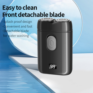 Afeitadora eléctrica recargable por USB para hombres, cuchilla de corte magnética doble, afeitadora rotativa para viajes y uso en coche, función lavable - Product Image 3