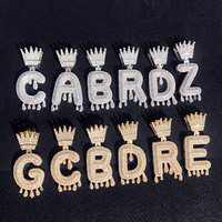 Letras doradas de Hip Hop personalizadas, nombre CZ, colgante de letras ostentosas con collar