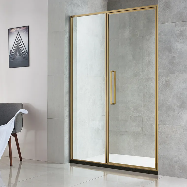 Hot sale gold bathroom sliding shower enclosures with tempered clear glass