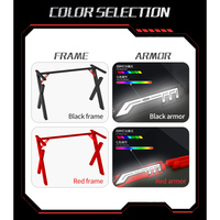 Lumière LED RVB ergonomique noire E-sports Gamer Pc bureau de jeu personnalisé en forme de X en Fiber de carbone ordinateur de bureau Table de jeu