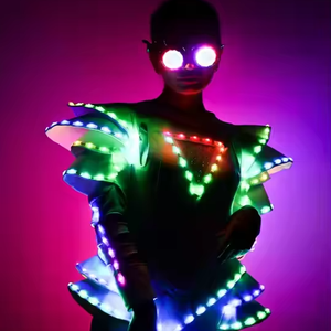 Vêtements de performance LED polychromes pour femmes ensemble de costume de robe rougeoyante pour les soirées de danse de salon discothèques <span class=keywords><strong>GOGO</strong></span> Bars One Festive Wear - Product Image 1
