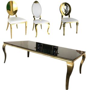 Vòng Chân Số Đám Cưới Vàng Đá Granit Và Đá Ghế Bữa Ăn Tối Nhà Hàng Tops Vàng Cà Phê Thép Không Gỉ Bàn Ăn - Product Image 3