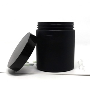 Empty Wide Mouth Matte Black Skin Care Body Scrub Cosmetics Container 200ml 300ml Round <b>Plastic</b> Pet <b>Jar</b> for Shea Butter - Product Image 4
