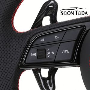 Volant en cuir à fibres de carbone chauffant et vibrant personnalisé avec boutons pour <span class=keywords><strong>Audi</strong></span> <span class=keywords><strong>RS4</strong></span> A4 A5 TT B6 S8 D4 S4 B8 B9 RS3 A6 C6 <span class=keywords><strong>MK1</strong></span> - Product Image 3