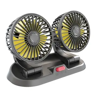 Portátil Dual Head Car Fan 360 Graus de Rotação Car Auto Air Cooling Fan USB Ventiladores de Circulação de Ar para Dashboard RV Truck