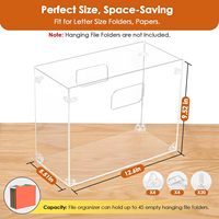 Organisateur de fichiers suspendu de bureau en acrylique transparent portable, boîte de rangement format lettre avec poignées, pour bureau et maison, présentoir pour documents
