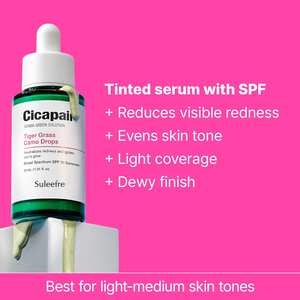 Sérum teinté <span class=keywords><strong>Cicapair</strong></span> <span class=keywords><strong>Tiger</strong></span> <span class=keywords><strong>Grass</strong></span> Camo Drops SPF 35 avec Centella Asiatica |   Teinture pour la peau |   Hybride de soins de la peau et de maquillage coréen - Product Image 2
