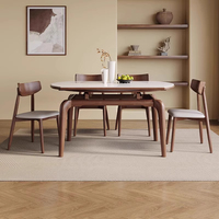 Ensemble de table et chaises de salle à manger rondes en marbre et bois, style moderne nordique de luxe, pliables et télescopiques, 4, 6 ou 8 places, meubles en pierre