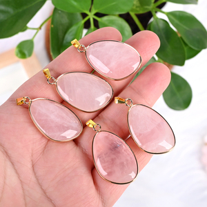Pendentif en forme de goutte d'eau en quartz rose naturel, vente en gros, pour la guérison - Product Image 6