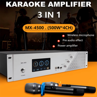 Profesyonel 3'ü 1 Arada Karaoke Amfisi 4 Kanallı 2000W Dahili Ön Ses Efekti 2 Kablosuz Mikrofon Ev Sahne Sesi için