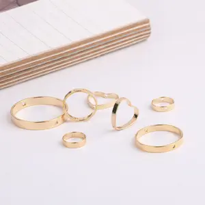 DIY jewelry copper plated 18k real gold earrings accessories round love double hole circle geometric pendant