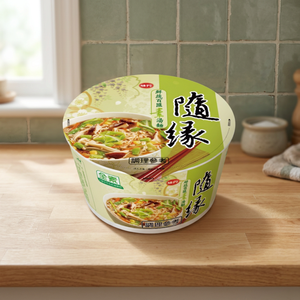 VEDAN VEGGIE CHOICE Soupe de nouilles instantanées au goût de légumes variés, à base de farine de blé cuite (en bol) Export en vrac FCL - Product Image 1