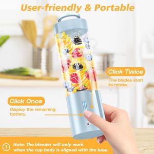 בלנדר קרח נייד חשמלי מיני USB עם ידית נסתרת, עמיד למים בתקן IPX7, בעל 6 להבים, נטען ב-USB - Product Image 4
