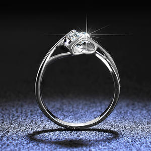 Bague en argent sterling S925 avec moissanite Angel <span class=keywords><strong>Kiss</strong></span>, ligne croisée, cœur rond, taille brillant, alliance pour femme - Product Image 3