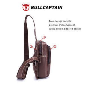 Bolso Bandolera de Cuero Genuino de Alta Calidad BULLCAPTAIN con Logotipo Personalizado, Estilo Vintage, Impermeable, para Hombre - Product Image 4