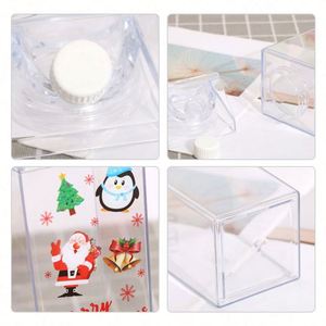 Bouteilles de jus en plastique de luxe transparentes carrées avec logo personnalisé 500 ml 750 ml 1000 ml, design luxueux pour eau, lait, jus - Product Image 5